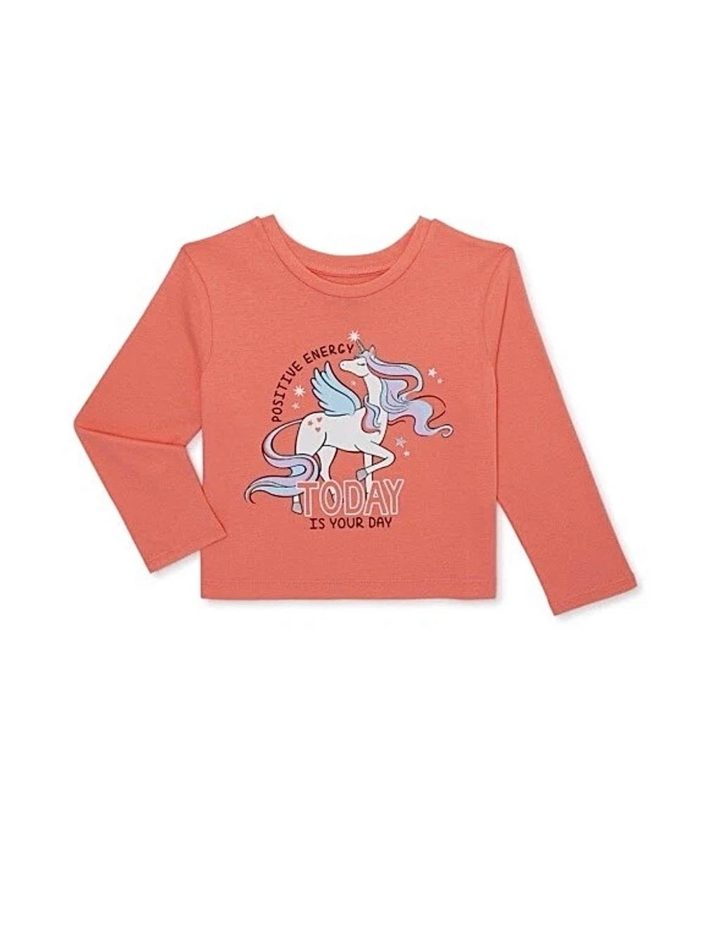 365 Kids Garanimals / Girls LS T-Shirt / Top / Unicorn / Peach Coral / New